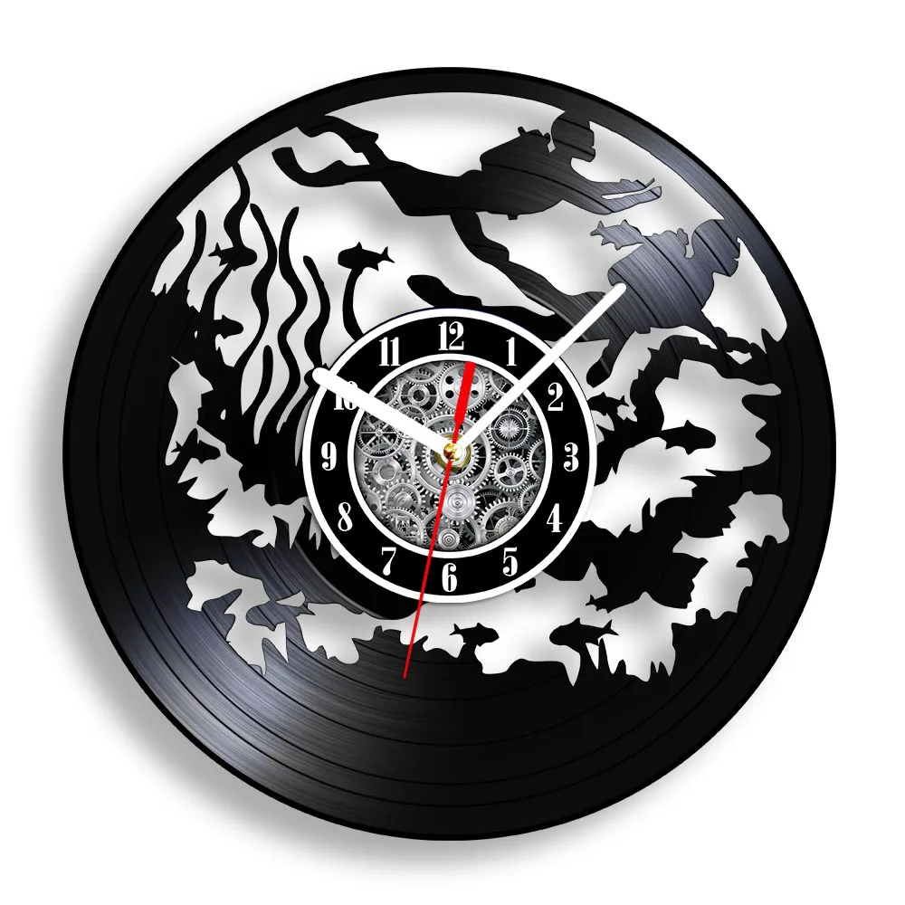 Настенные часы с виниловой пластиной для подводного плавания, украшение для гостиной, Ретро стиль, настенные часы для дайвинга, поделки с виниловыми дисками