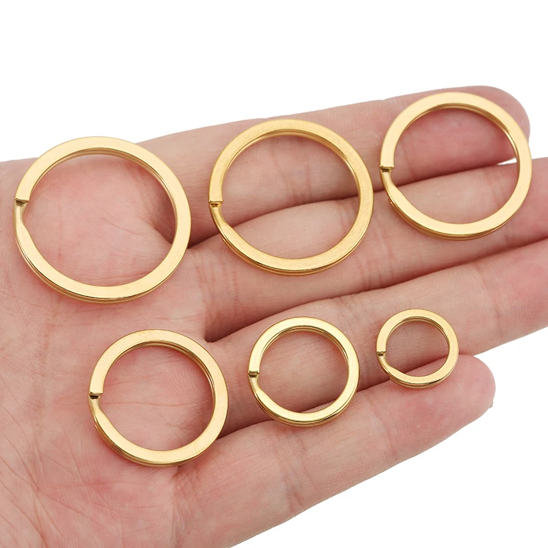 10pcs Stainless Steel Flat Split Keyring & Open Jump Rings for Keychains