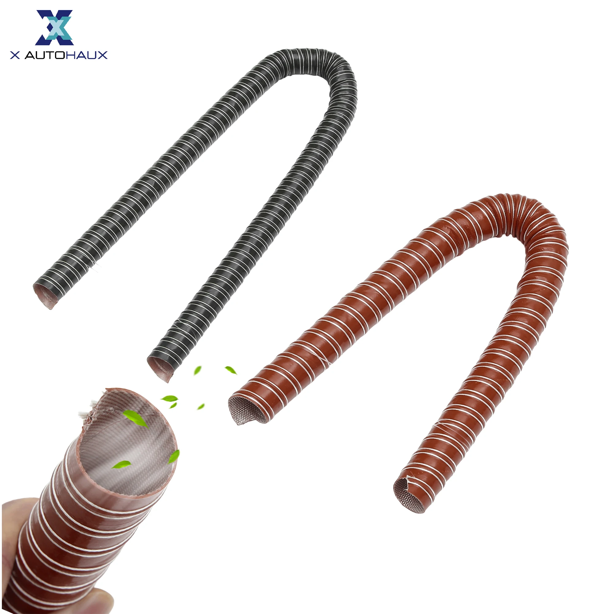 X Autohaux 25mm-45mm Inner Diameter 57CM 1M Long Flexible Silicone Air Ducting Hose Dryer Vent Hose for Air Duct Fan Systems