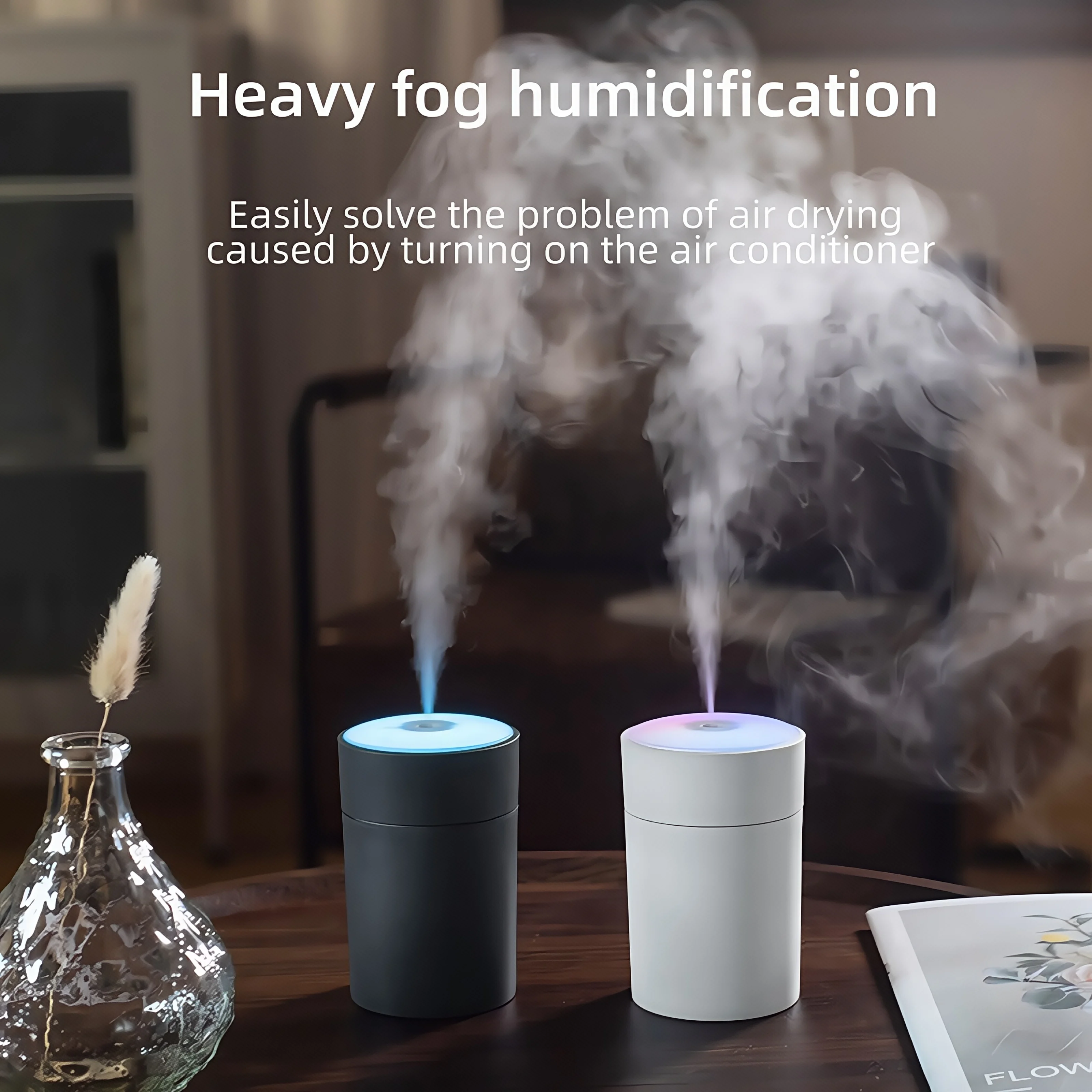200ML Car Air Humidifier Portable Mini Spray Mist Humidifier with LED Light USB Powered Essential Oil Diffuser For Bedroom Home