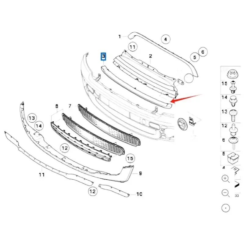 Paraurti anteriore per auto strisce di rivestimento superiore/inferiore griglia in plastica ABS Trim Mesh per BMW MINI R55 R56 R57 2007-2015