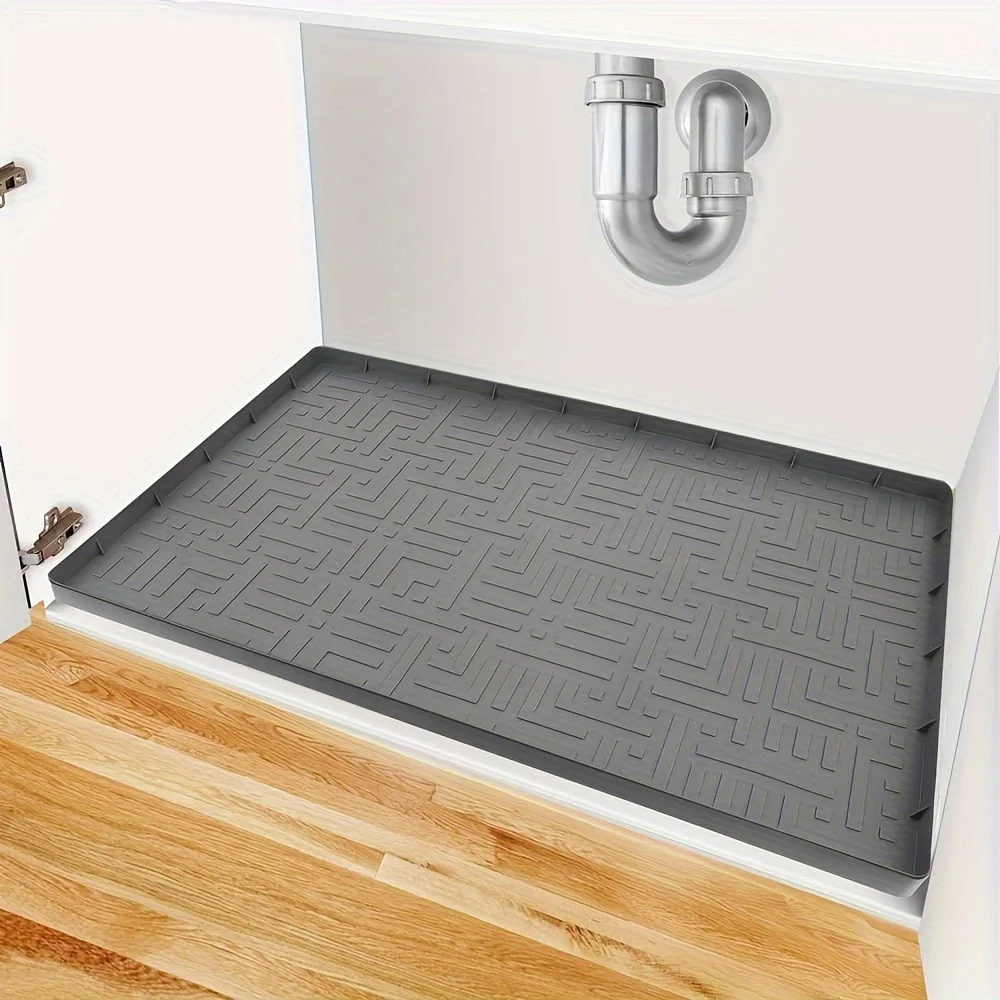 

1 waterproof silicone kitchen sink mat, washable, suitable for organizing and storing kitchen and bathroom cabinets