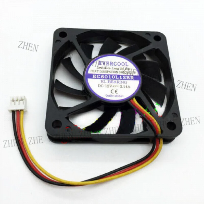 

Y 1PCS NEW FOR EVERCOOL EC6010L12ER DC12V 0.14A 60mm 3-wire silent cooling fan