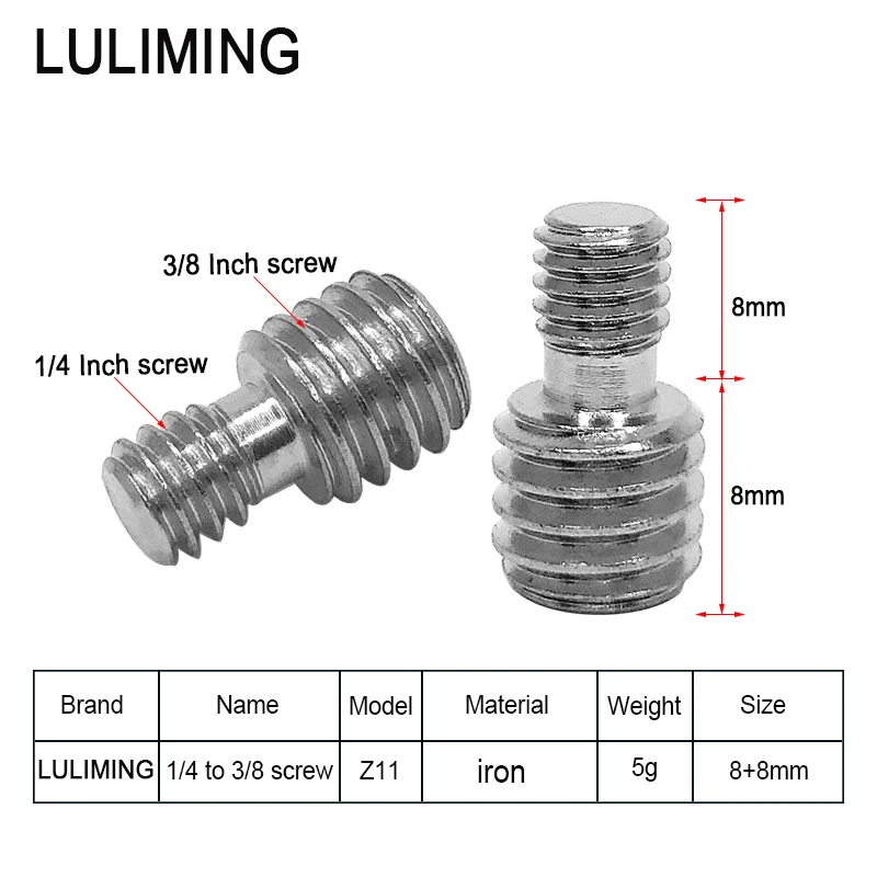 3/8-16 to1/4-20 M6 Camera Conversion Screw Tripod Ballhead Adapter Mount Screw Quick Release Plate Photography Accessories