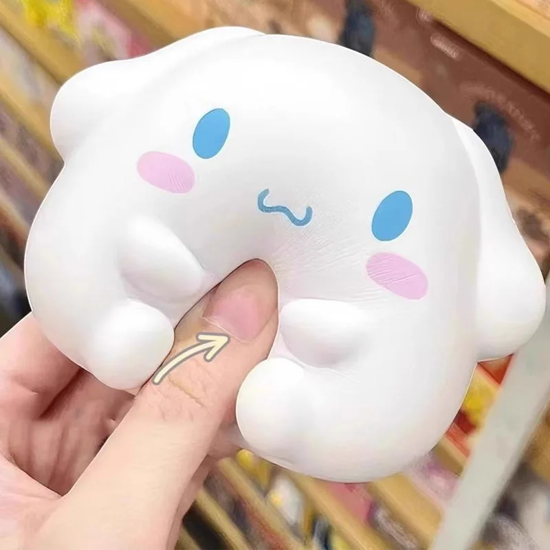 Сетчатая сумка Sanrio Knead Happy, декомпрессионная игрушка, медленный отскок, средство для снятия стресса, нефритовая собака, мультяшный дисплей, детский рождественский подарок