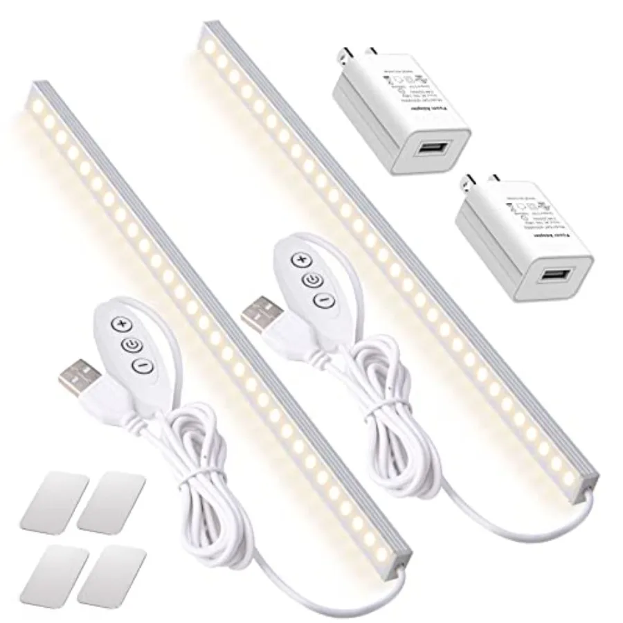 LED Under Cabinet Lighting Dimmable Under Cabinet Lights with USB Powered for Closet Light Bar Under Counter Lighting Work Tabl