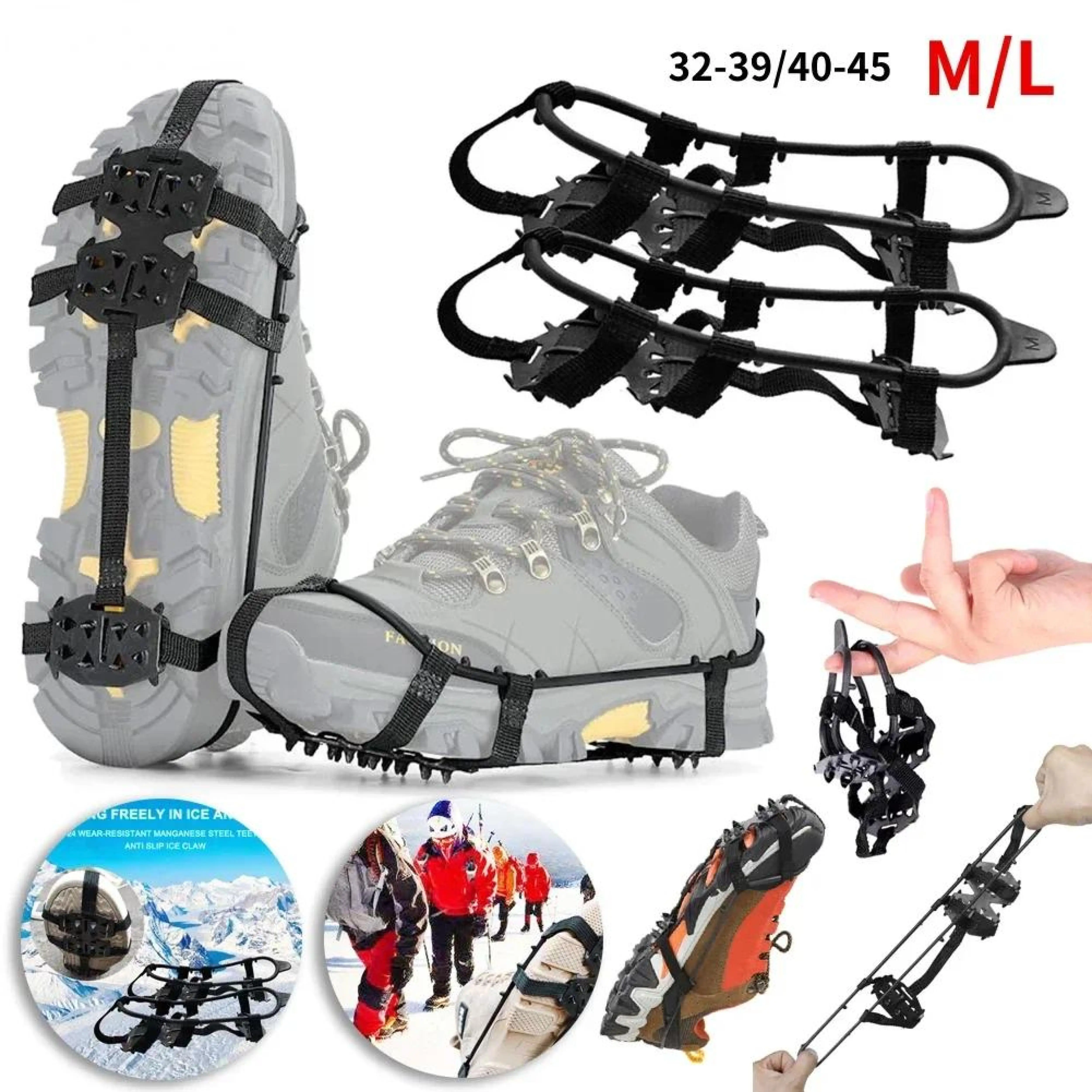 Winter Gripper Climbing Chain Crampons Unisex Snow Claw Shoe Covers 24 Teeth Ice Grips Anti-Slip Ice Claws Outdoor Accessories