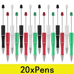 20 Stück Weihnachtsstifte aus Kunststoff mit Perlen, Kugelschreiber, Perlen-DIY-Stifte für den Schulanfang