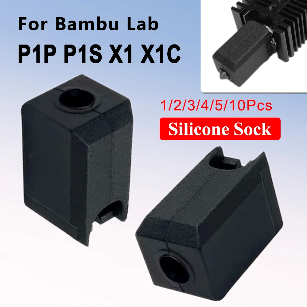 

3/5/10/20 шт. черный силиконовый чехол для Bambu Lab P1P P1S X1 X1-Carbon Hotend защитный чехол аксессуары X1C силиконовые носки