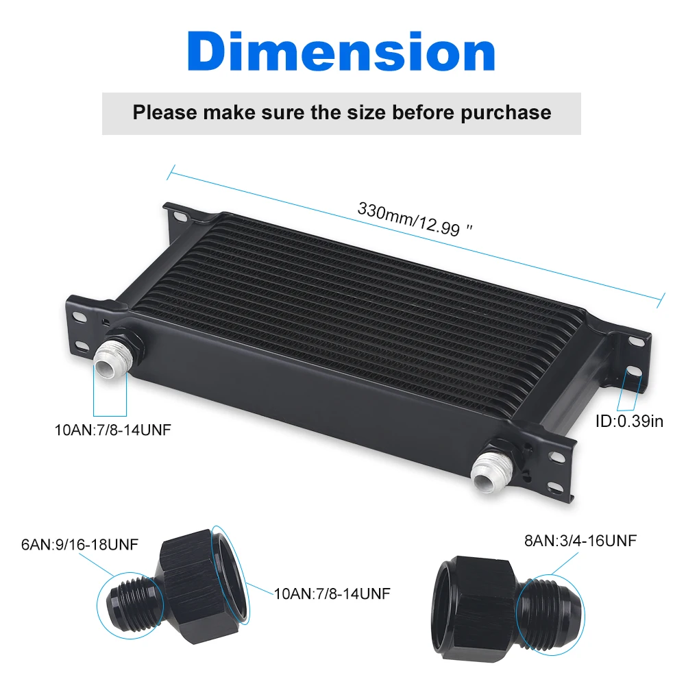 Enfriador de aceite Universal de AN10-10AN de 16 filas, adaptador 6AN 8AN, enfriador de aceite de transmisión de motor Universal para SKSRQ 0060421