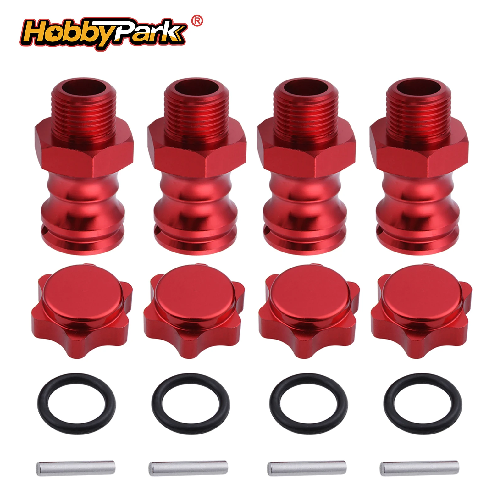 

HobbyPark 17mm Hex Wheel Hub 23mm Extension Conversion Adapter Offset with Nuts for 1/8 RC Off Road Buggies Upgrade Parts 4PCS
