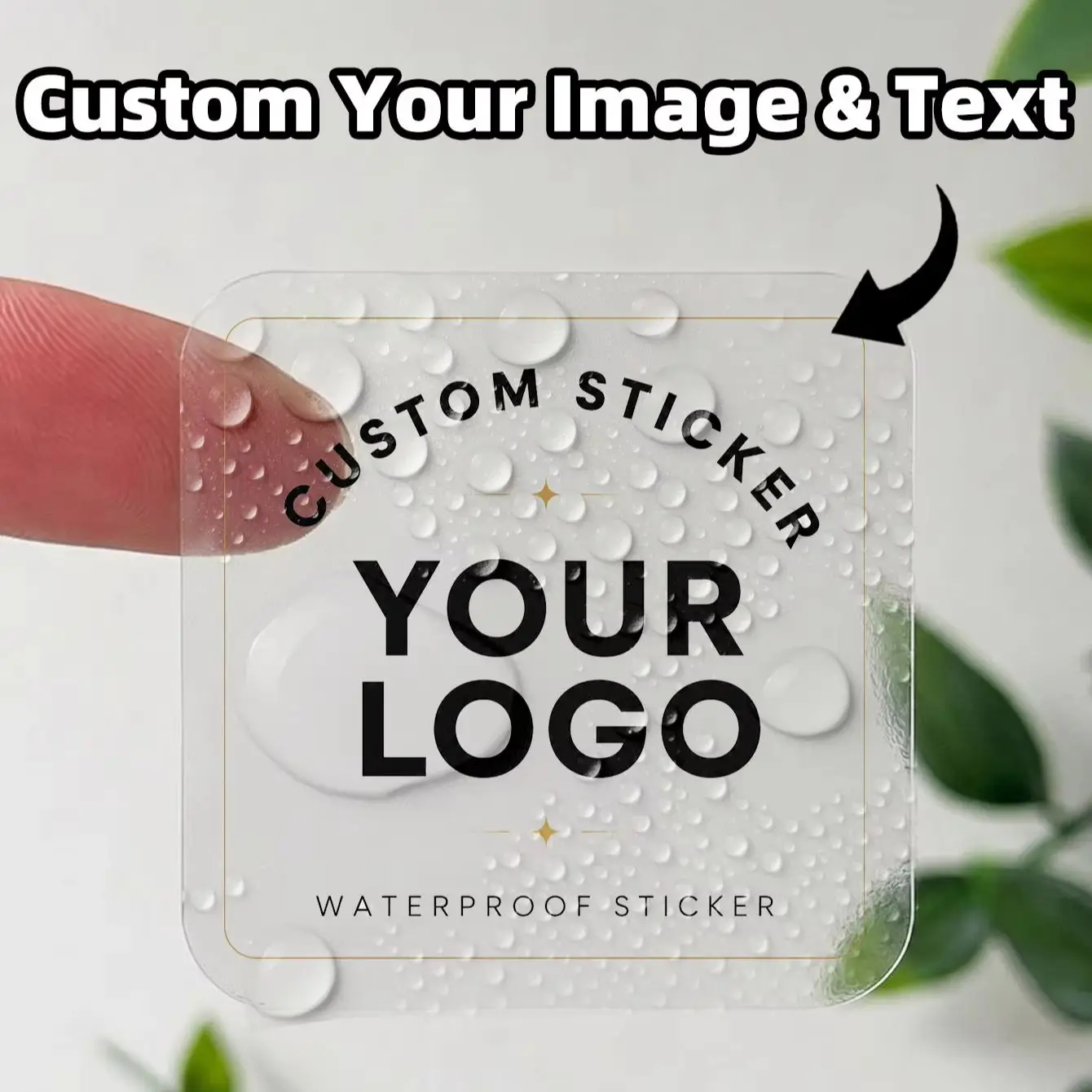 1-120PCS Square Custom Stickers,Personalized Text & Image Labels for Friends,Brand Logo Embellishments,Birthday Party Accents