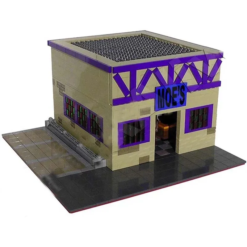 Moc Building Bricks Springfield Architecture Street View Collection Technology Block Popular Movie Model DIY Assembly Toys Gift