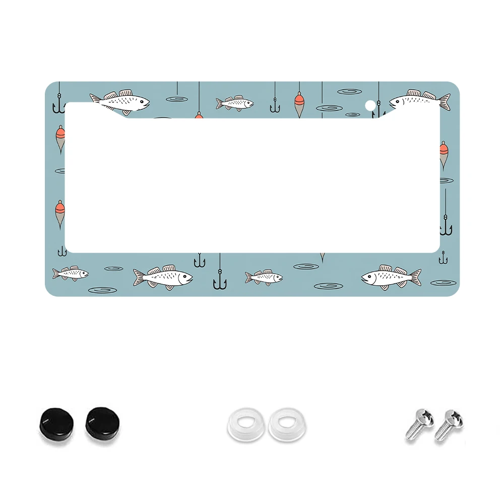 

1 шт. синяя рамка номерного знака с 2 отверстиями на тему рыбалки, алюминиевый материал, 6x12 дюймов с комплектом винтов, забавное и новое украшение автомобиля