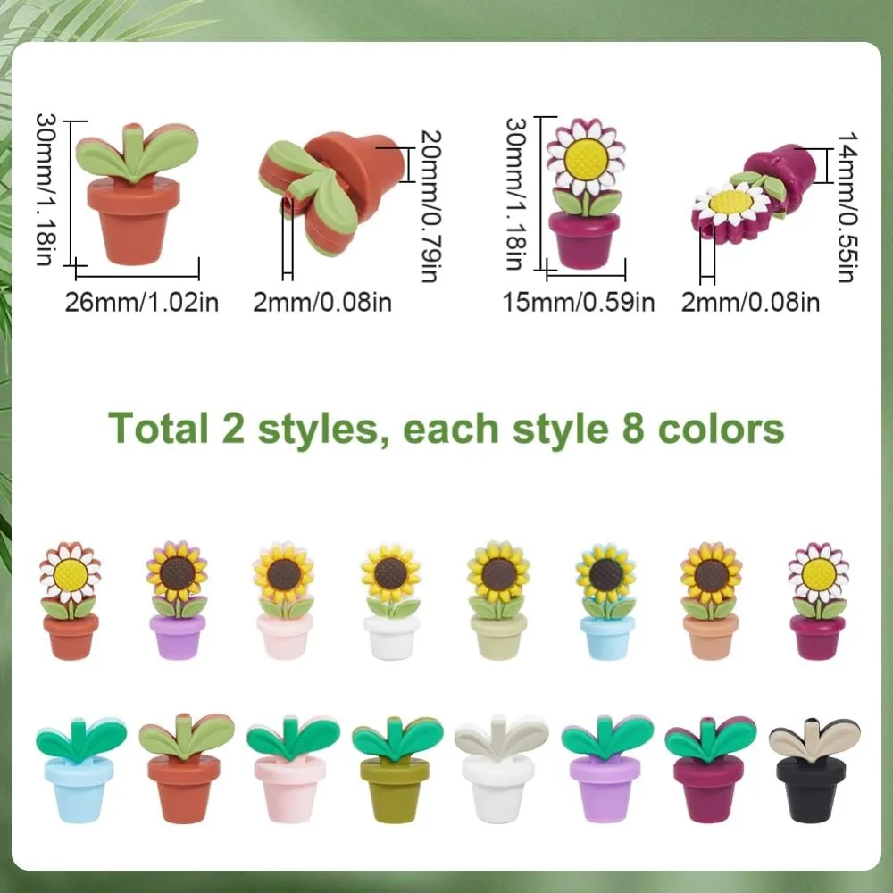 1 коробка, 16 шт., 16 стилей, силиконовые бусины для подсолнечника, русские фокусные бусины, объемные мягкие резиновые растения, цветы, подсолнухи, свободная ручка-разделитель