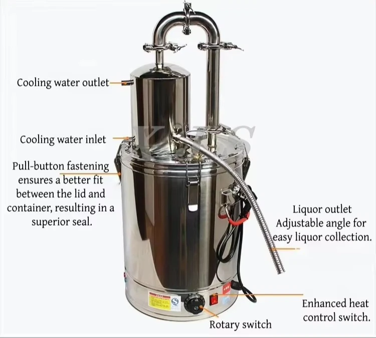 Stainless steel electric alcohol distiller, home alcohol distillation kit