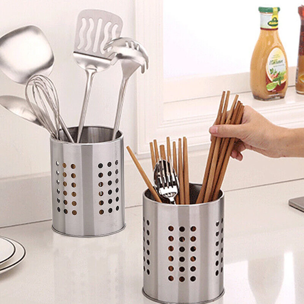 Stainless Steel Kitchen Cooking Utensils Chopstick Holder Caddy Cutlery Organizer Tableware Multi-function Storage Serving Tool