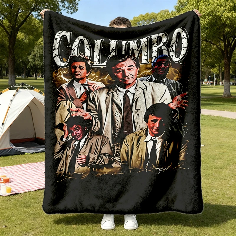 Retro 90s Comfort Colors Columbo Flannel Blanket, Columbo Vintage Flannel Blanket, Columbo Movie Flannel Blanket