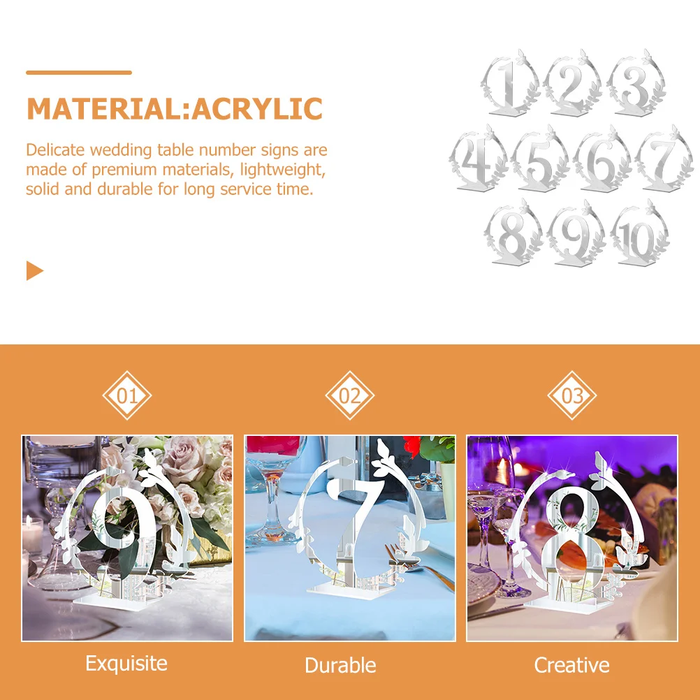 

10Pcs Seat Card Table Signs Wedding Table Number Stands for Weddings Banquets Restaurant Cafe Party Decorations