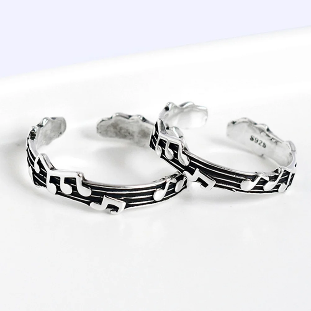 

2Pcs Music Note Rings Classic Design Adjustable Finger Rings Jewelry Gifts for Men Women Party Wear