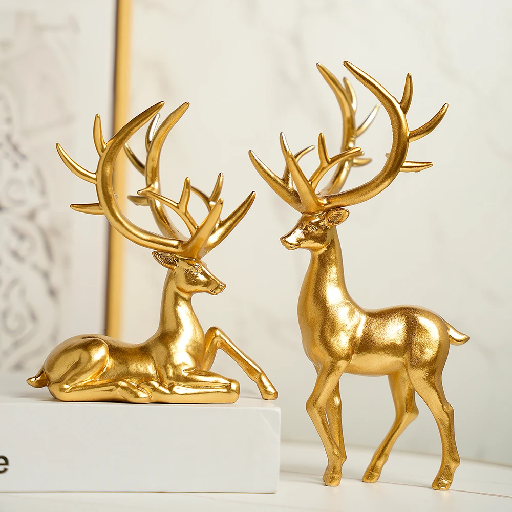 Modern light luxury elk ornament set for home living room, TV cabinet, wine cabinet, desktop, entryway decorations, Christmas decorations, holiday decorations