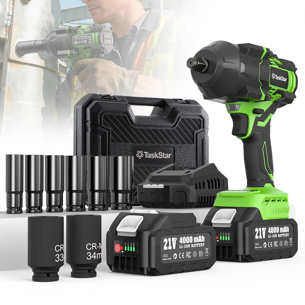 Clé à chocs sans fil Taskstar 2000N.m, sans balais, 1/2'', clé électrique, réparation de pneus de voiture, outils électriques pour batterie Makita 18V