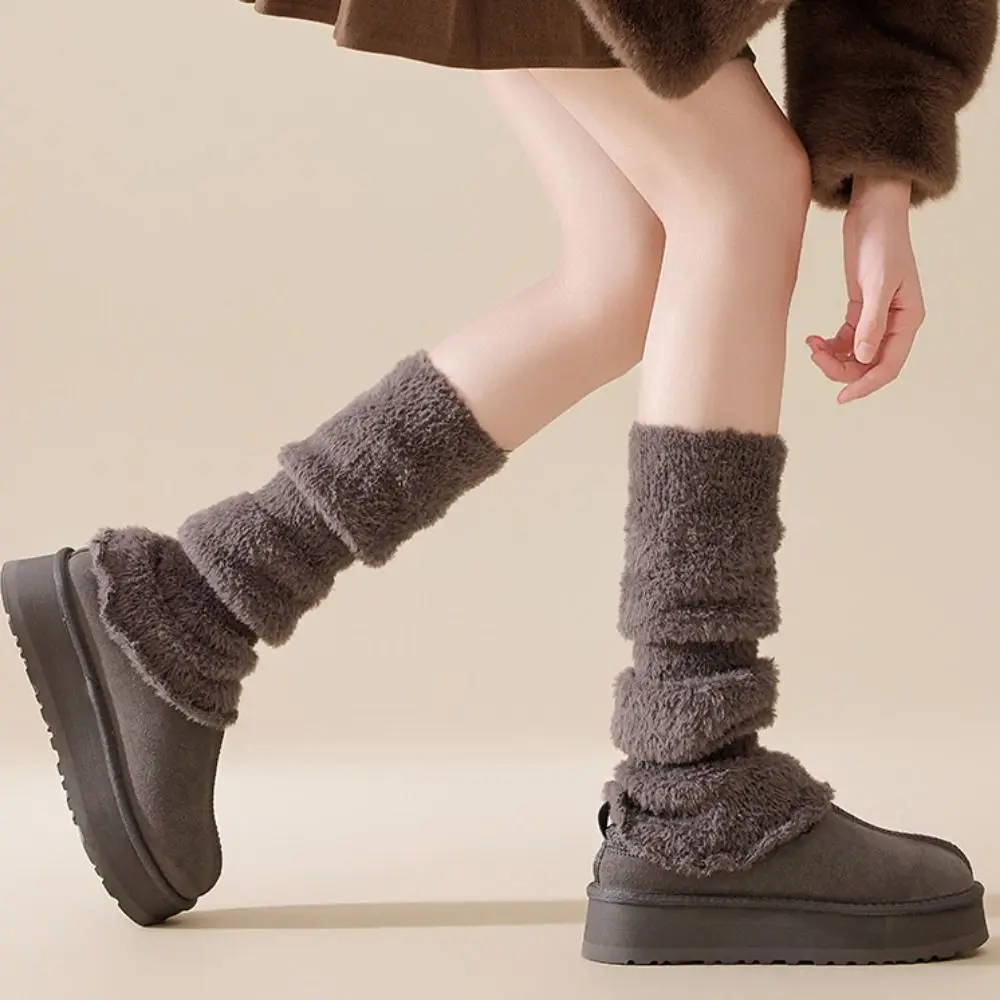 

Fashion Y2K Coral Fleece Foot Cover Sweet Warm Lolita Boots Cover Comfortable Kawaii Solid Color Heap Socks Home Wear