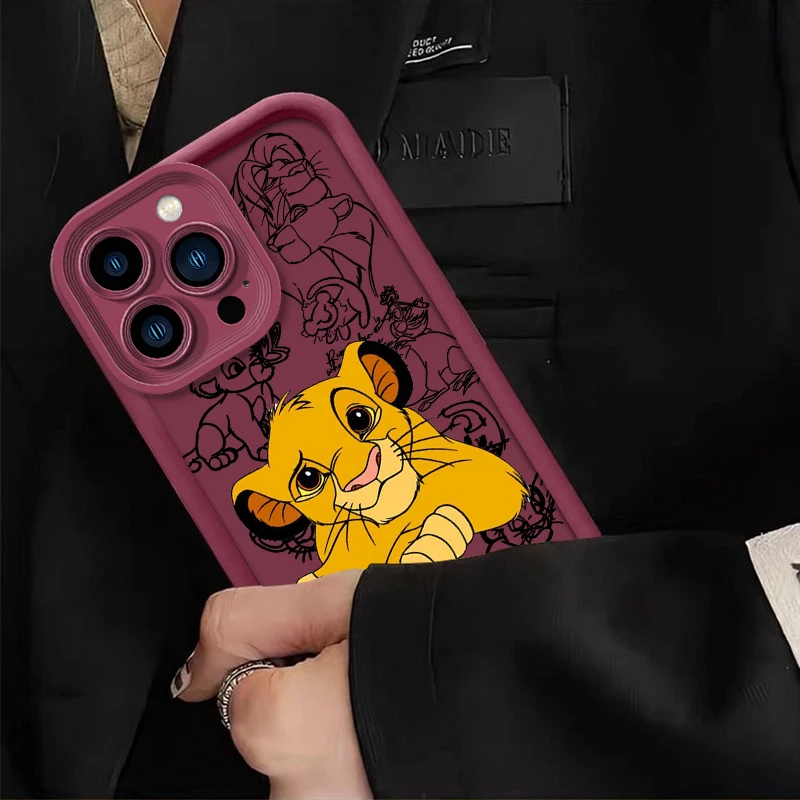 Disney Lion King Cute Simba For Apple iPhone 15 14 13 12 11 Mini XS XR X 8 7 Pro Max Plus Pro Soft Eye Ladder Phone Case Back