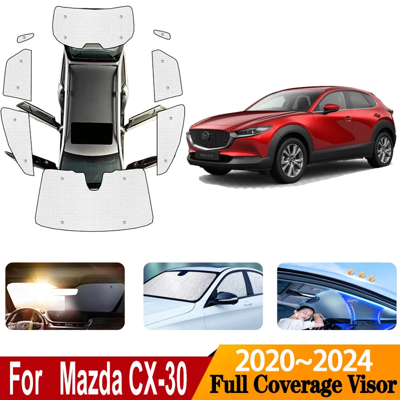 For Mazda CX 30 Accessories 2024 CX30 2020 2021 2022 2023 Car Sun Visors Cover Sunscreen Window Sunshades Covers Car Accessories