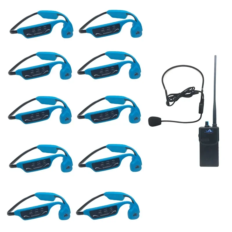 

Wireless Aquatic Swim Trainer Real Time Feedback 1 H900 FM Transmitter with 10 H913C Swimmer Communication Swimtalk System