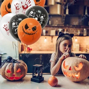 Lateks balonlar Cadılar Bayramı için 12 inç kahverengi siyah beyaz pembe tatil olaylar parti iyilik malzemeleri dekor Partinin en iyi 10 satışı-pembe ve turuncu - №1