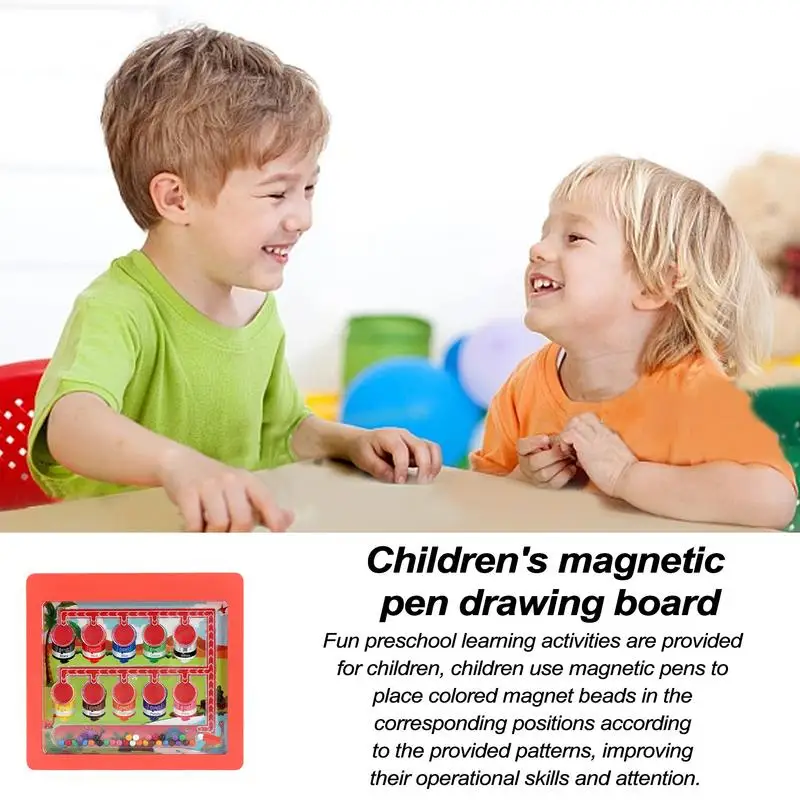 Magnetic Drawing Board Toy DIY Creative Magnet Puzzle Board Eye-Catching Color Fine Motor Skills Toy for Home School Travel and