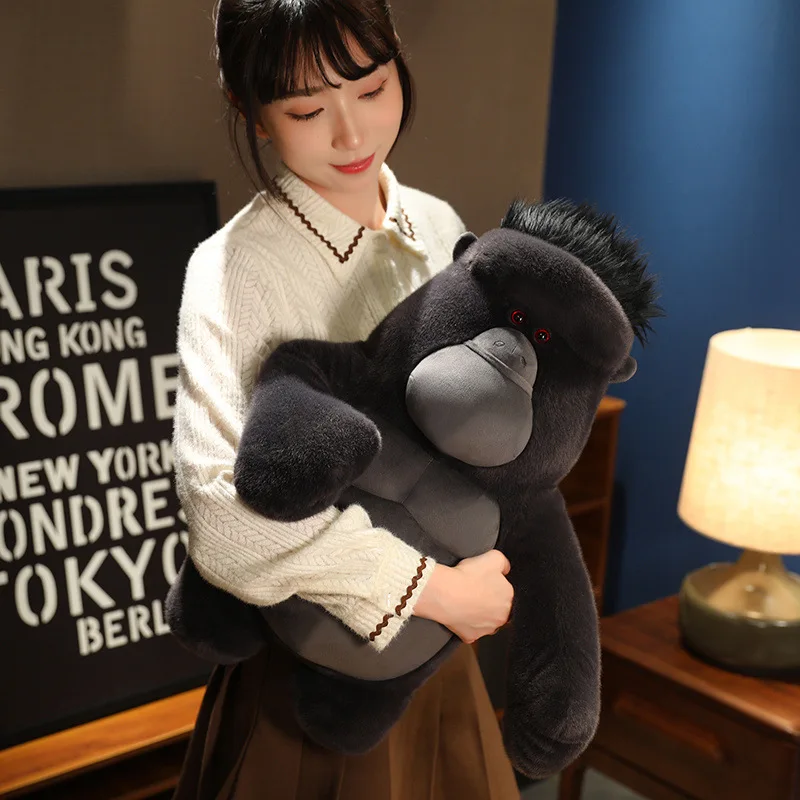 Nouveau jouet en peluche gorille réaliste grand Animal en peluche mignon singe noir poupée créative singe peluche grande taille cadeau pour les enfants