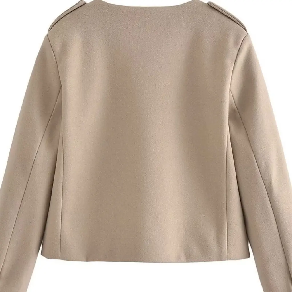 

Zaura Women's round Neck Woolen Top Jacket European American Style Wholesale Autumn Winter Fashion