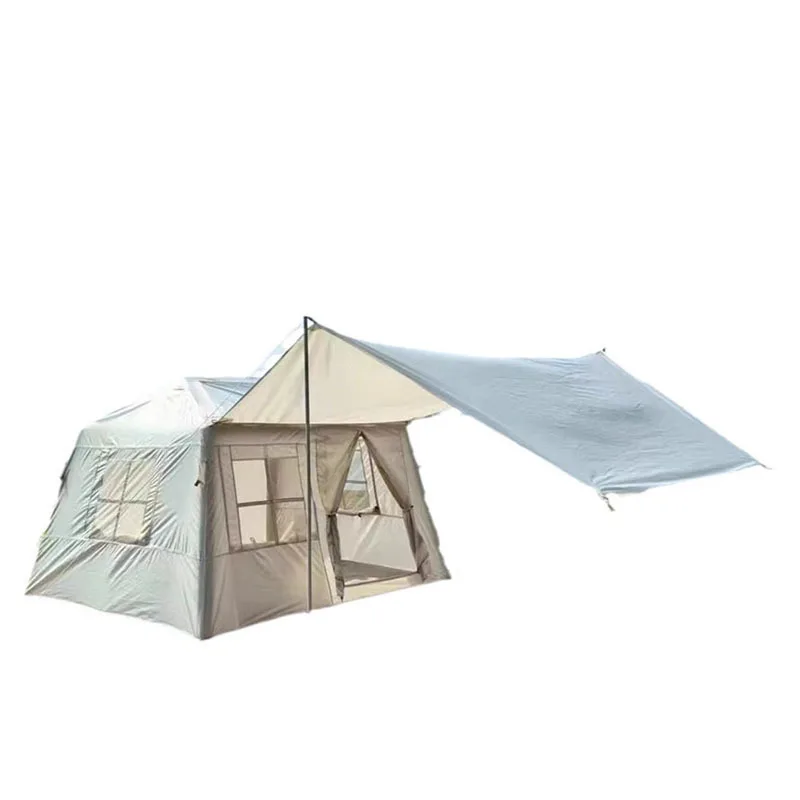 

Inflatable ridge tent Outdoor thickened rainproof belt canopy camping tent Portable and lightweight one-bedroom one-hall tent