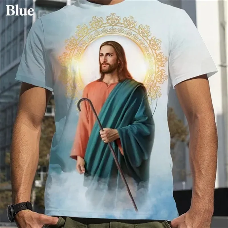 Christian Mother Of God Virgin Mary 3D Printed T Shirt Jesus Cross God Cross Jesus Loves All Christian Unisex Casual T-Shirt Top