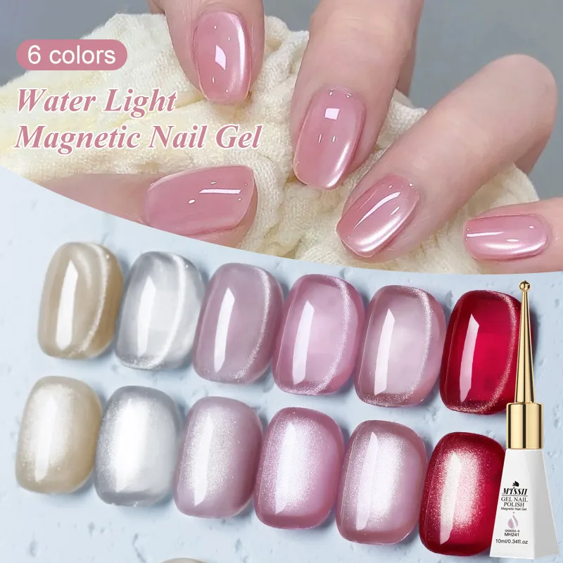 3pcs 10ml Water Light Cat Magnetic Gel Nail Polish Set Crystal Glass Beads Cat Eye Soak Off UV LED Gel Varnish Long Lasting Nail