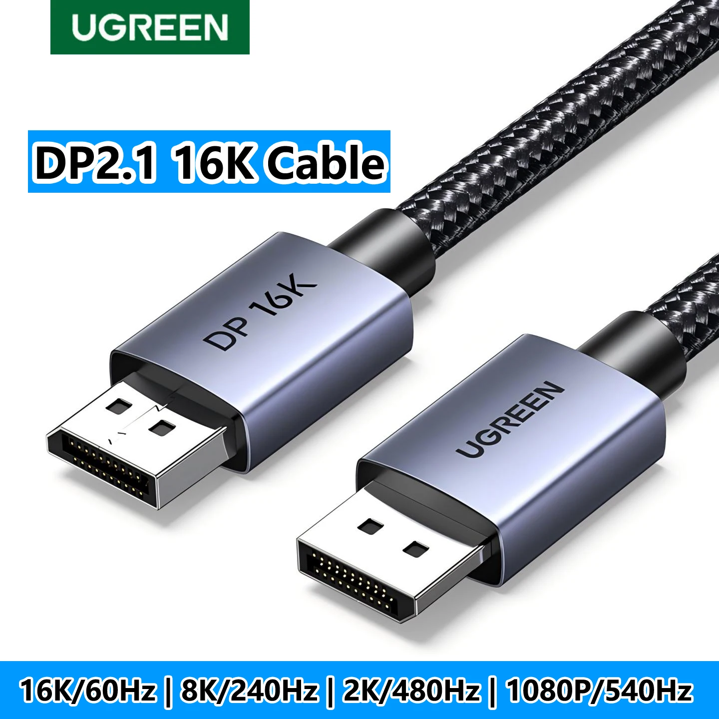 UGREEN DisplayPort 1.4 DP 2.1 Male Video Cable HDR 16K@60Hz 8K@120Hz 80Gpbs Braided 1m 1.5m 2m 3m Monitor PC Laptop TV Switch PS