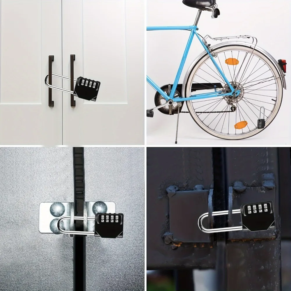 4 Digit Long Shackle Combination Padlock Waterproof Outdoor Password Security Lock for Gym Locker Locker Fence Gate Lock view 5