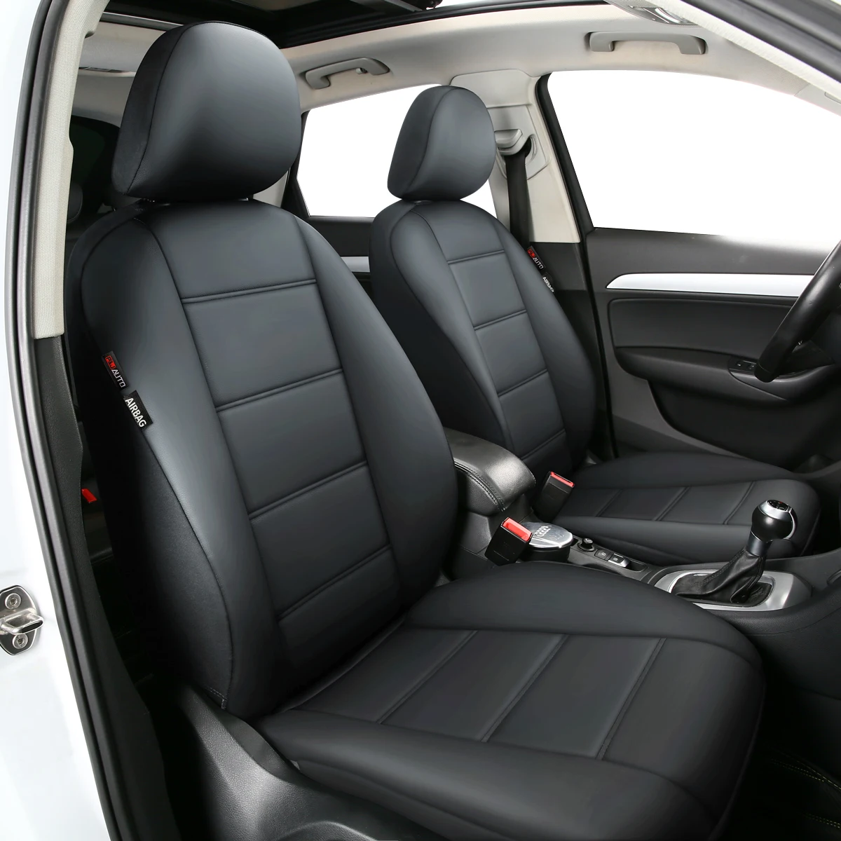 Lux künstlicher Autositzbezug aus PU-Leder, universelle Größe, komplettes Set, Airbag-kompatibel, passend für die meisten Autos – Detail 7