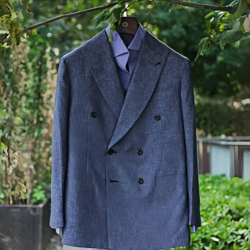 

New Arrival Luxury Men Navy Blue Double-breasted Blazer Fashion Brand Suit Slim Fit Suit Blazers Male Jacket