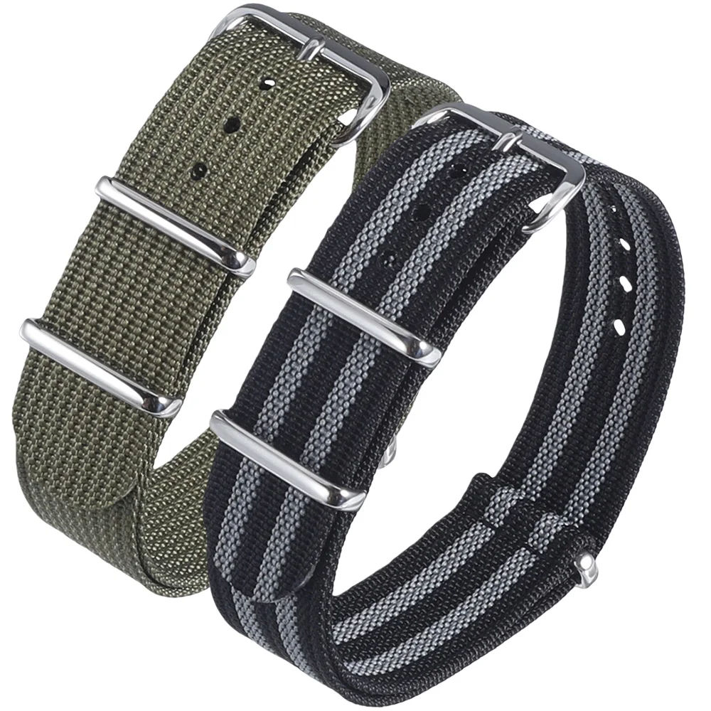 New Ribbed Nylon Strap 16mm 18mm 19mm 20mm 22mm Watch Straps Braid Ballistic Fabric Watchband Accessories For Military Watch
