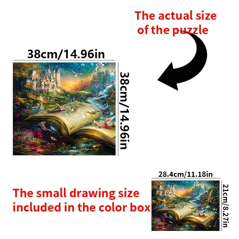 A Box of 1000pcs Adult Mini Puzzle with Castle, Big Book and Elf Design - Scratch-Resistant High Difficulty for Grown Ups Fami