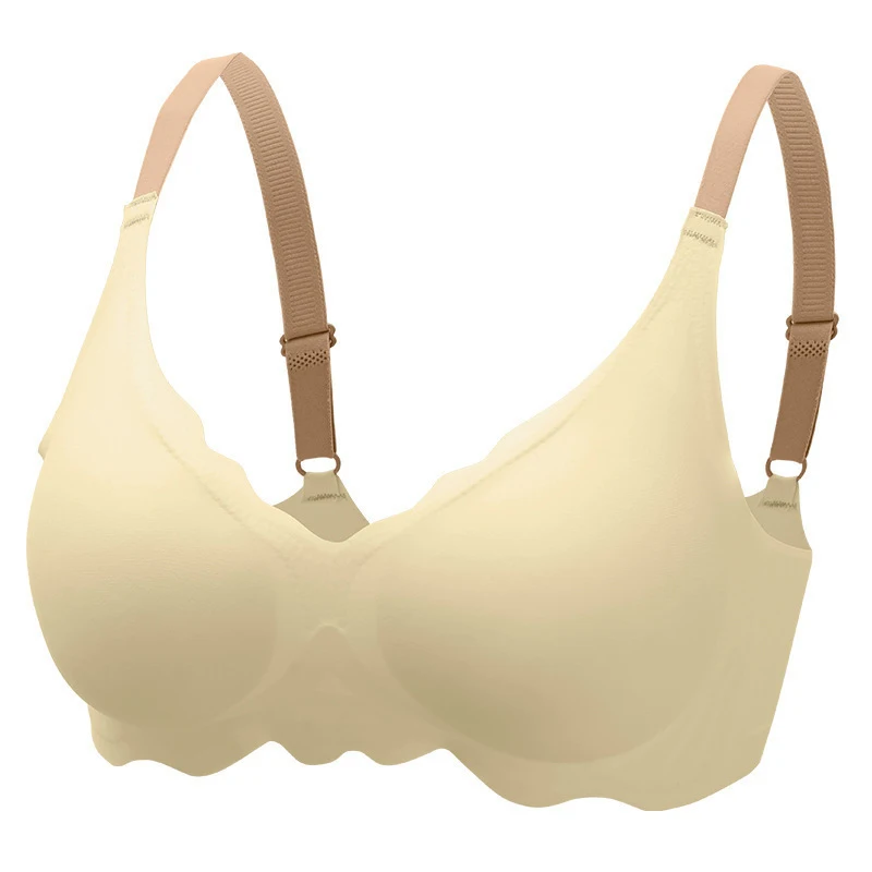 Top sin rastro, ropa interior para mujer, borde ondulado, sin anillo de acero, puro deseo, cómodo, superior, suave, soporte 3D, sujetador de elevación ajustable