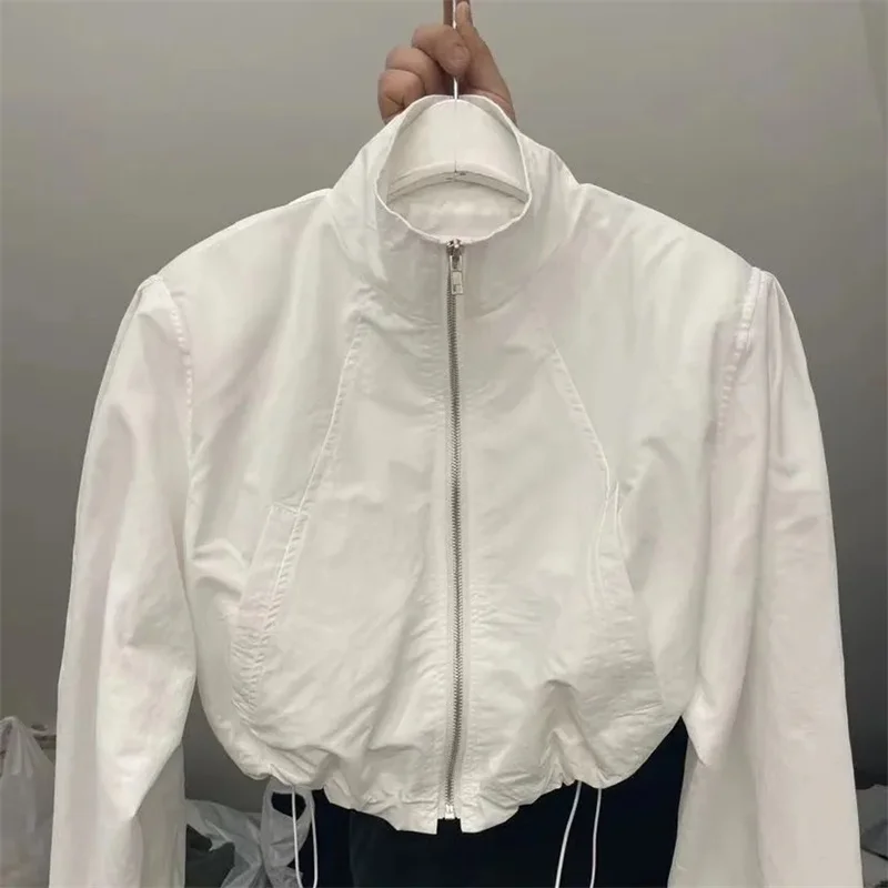 

Summer Vintage Women's Windbreaker Cropped Jackets Harajuku Oversized Streetwear Long Sleeve Casual Fashion Female Elegant Top