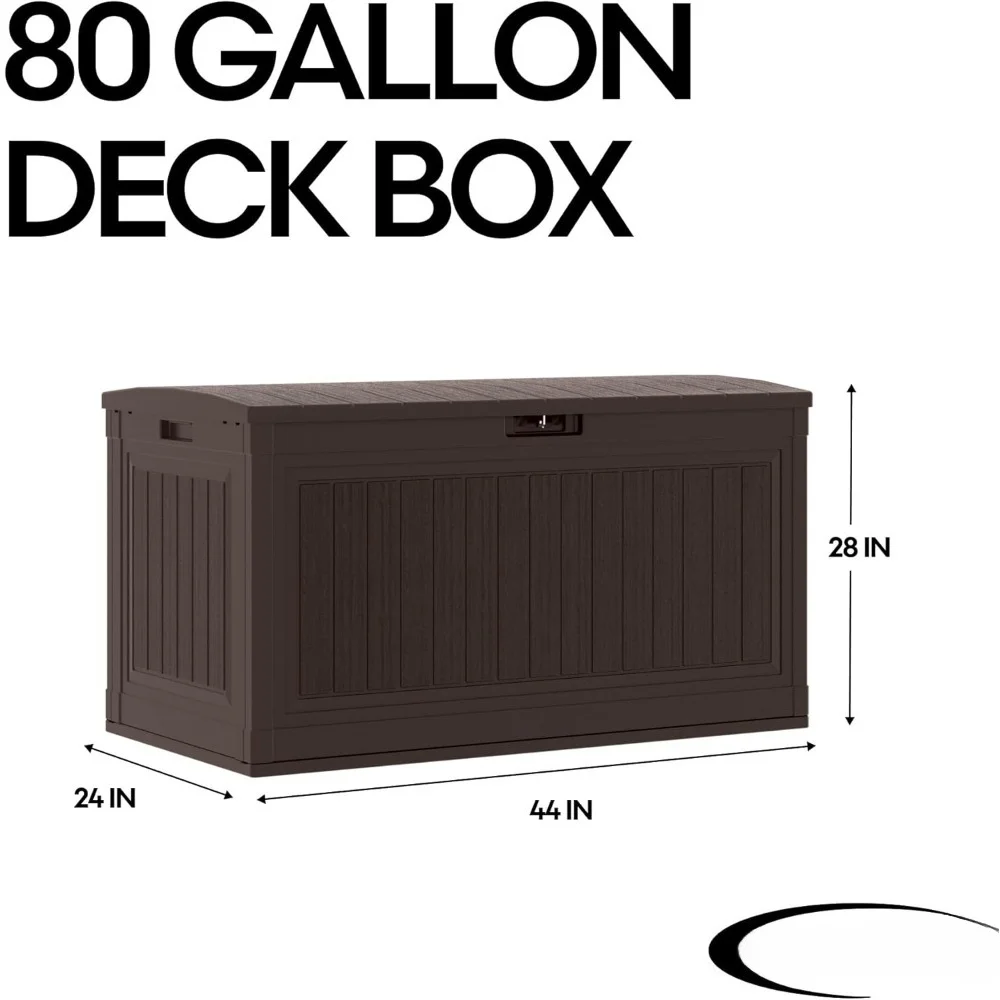 Large Deck Box Storage Container 80 Gallon Capacity Outdoor Organizer Durable