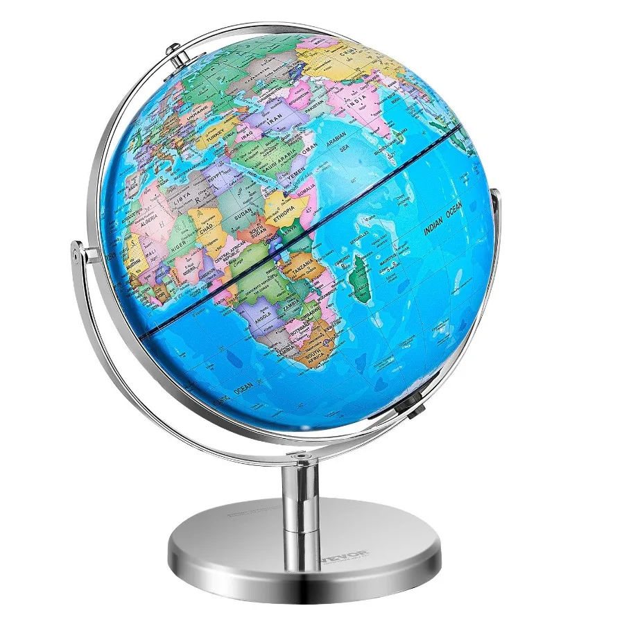 

Illuminated World Globe with Stand 13 in 330.2 mm Educational Earth Globe with Stable Heavy Metal Base HD Printed Map and LED