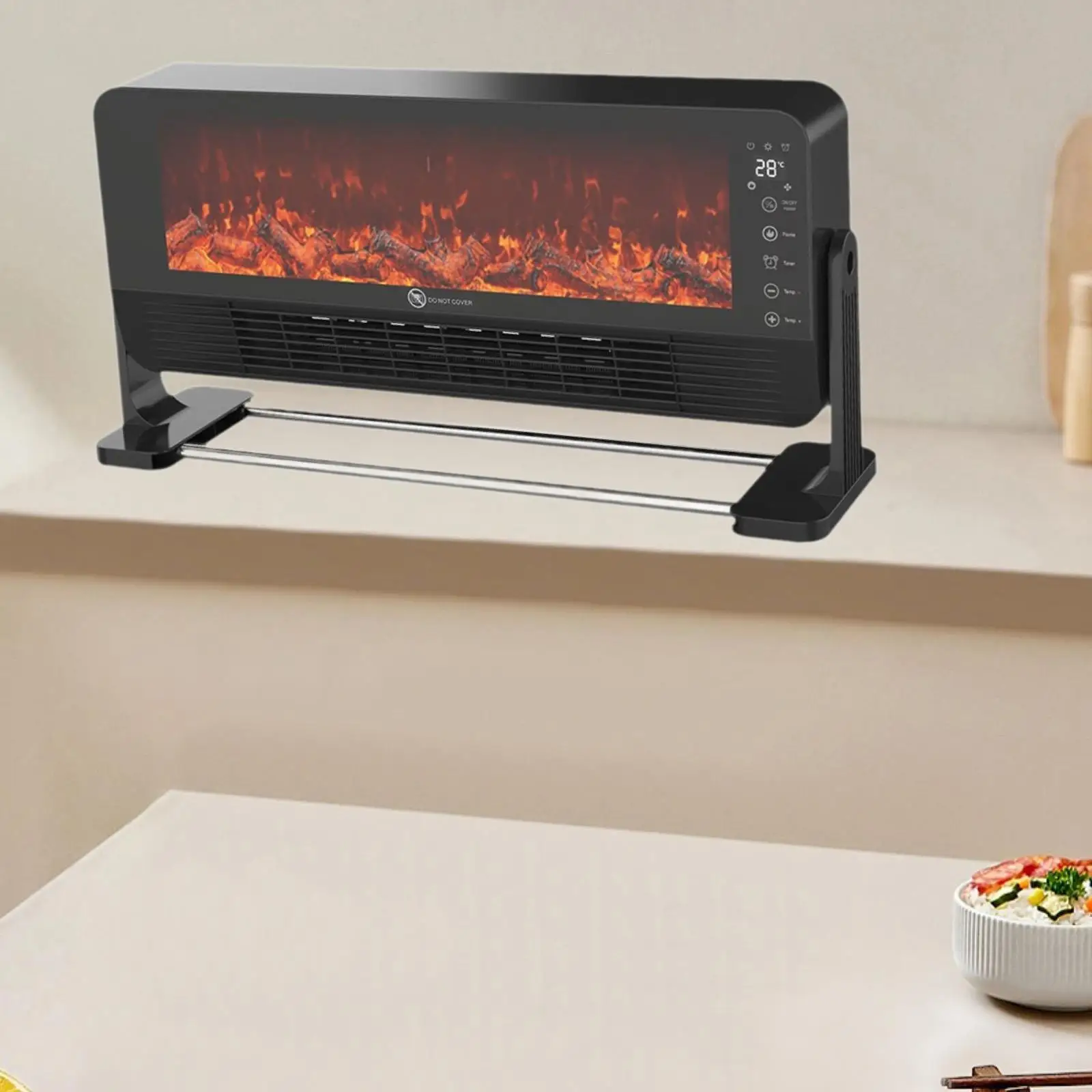 Electric Fireplace Heater Efficient Heating EU Plug Quiet with Detachable Base Decor Portable Fireplace for Dorm Home Indoor