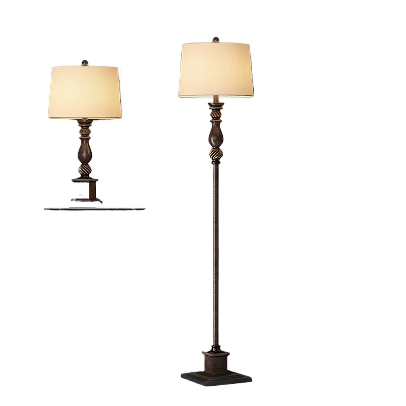 

American retro floor lamp, luxury floor lamp next to the living room sofa, advanced remote control vertical