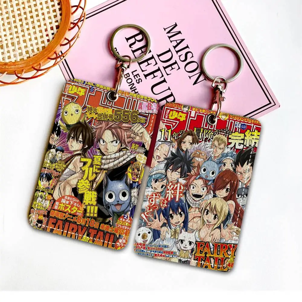 Anime Fairy Tail Style PU Access Card Holder with Keychain - Executive Protection for Bank card,Subway, Bus Card case